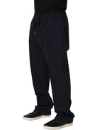 Dolce & Gabbana Dark Blue Drawstring Nylon Jogger Sweatpants Pants