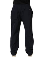 Dolce & Gabbana Dark Blue Drawstring Nylon Jogger Sweatpants Pants