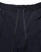 Dolce & Gabbana Dark Blue Drawstring Nylon Jogger Sweatpants Pants
