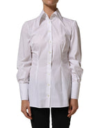 Dolce & Gabbana White Collared Long Sleeves Dress Shirt Top