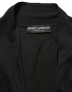 Dolce & Gabbana Black Silk Long Sleeves Draped Blouse Top