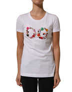 Dolce & Gabbana White DG Logo Embellished Round Neck T-shirt