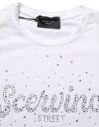 Scervino Street White Crew Neck Short Sleeves Embellished T-shirt