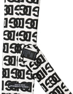 Dolce & Gabbana White Black Logo Monogram Wide Adjustable Men Necktie Tie