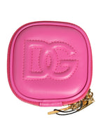 Dolce & Gabbana Pink Lamb Leather Embossed Logo Holder Airpod Case