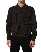 Dolce & Gabbana Brown Cotton Full Zip Men Bomber Jacket