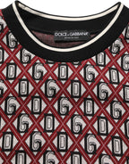 Dolce & Gabbana Red Logo Cotton Jacquard Sweatshirt Sweater