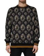 Dolce & Gabbana Black Sacred Heart Cotton Sweatshirt Sweater