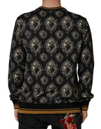 Dolce & Gabbana Black Sacred Heart Cotton Sweatshirt Sweater