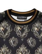 Dolce & Gabbana Black Sacred Heart Cotton Sweatshirt Sweater