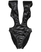 Dolce & Gabbana Black Deep V-Neck Cutout One Piece Swimwear