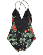 Dolce & Gabbana Black Floral Print One Piece Swimsuit Swimwear
