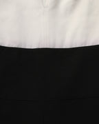 Atos Lombardini White Black Plunging Neck Sleeveless Bodysuit Dress