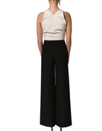 Atos Lombardini White Black Plunging Neck Sleeveless Bodysuit Dress