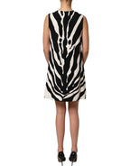 Dolce & Gabbana Black White Zebra Print Viscose Mini Dress