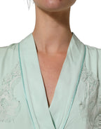 Dolce & Gabbana Mint Green Silk Lace Trim Abaya Maxi Dress