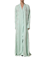 Dolce & Gabbana Mint Green Silk Lace Trim Abaya Maxi Dress