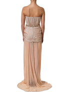 Dolce & Gabbana Nude Embellished Strapless Evening Gown Dress