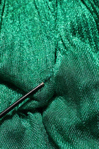 Dolce & Gabbana Metallic Green Sleeveless Plissé Gown Dress
