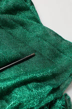 Dolce & Gabbana Metallic Green Sleeveless Plissé Gown Dress