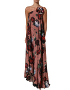 Dolce & Gabbana Dusty Pink Silk Floral OneShoulder Maxi Dress