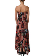 Dolce & Gabbana Dusty Pink Silk Floral Strapless Maxi Dress