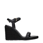 Gianvito Rossi Black Leather Wedge Sandals