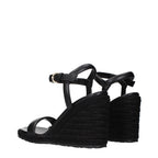 Gianvito Rossi Black Leather Wedge Sandals