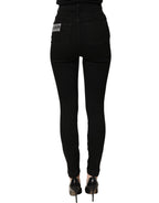 Dolce & Gabbana Black Grace Rhinestone HighWaist Denim Jeans