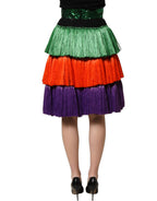 Dolce & Gabbana Multicolor Fringed High Waist Knee Length Skirt