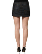 Dolce & Gabbana Black Cotton Spandex Low Waist Denim Mini Skirt