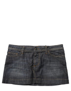 Dolce & Gabbana Black Cotton Spandex Low Waist Denim Mini Skirt