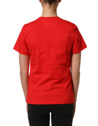Dolce & Gabbana Red Graphic Cotton Jersey Crew Neck T-shirt