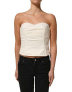 Elisabetta Franchi Off White Strapless Sweetheart Neck Top