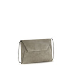 Brunello Cucinelli Gray Calf Leather Bos Taurus Clutch Bag