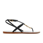 Fendi Black Leather Flat Sandals