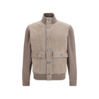 Brunello Cucinelli Beige Calf Leather Bos Taurus Full-Length Jacket