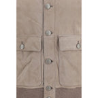 Brunello Cucinelli Beige Calf Leather Bos Taurus Full-Length Jacket