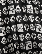 Dolce & Gabbana Black White Silk Men Wrap Robe Coat Jacket
