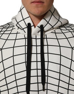 Dolce & Gabbana White Black WarpGrid Pattern Hoodie Sweater
