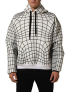Dolce & Gabbana White Black WarpGrid Pattern Hoodie Sweater