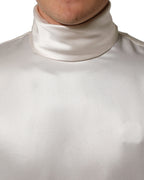 Dolce & Gabbana White Silk Long Sleeves Turtleneck Sweater