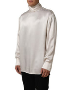 Dolce & Gabbana White Silk Long Sleeves Turtleneck Sweater