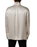 Dolce & Gabbana White Silk Long Sleeves Turtleneck Sweater