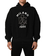 Dolce & Gabbana Black Cotton Milano1984 Print Hoodie Sweater