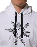 Dolce & Gabbana White Sacred Heart Hooded Sweatshirt Sweater