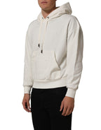 Dolce & Gabbana White Logo Hooded PulloverSweatshirt Sweater