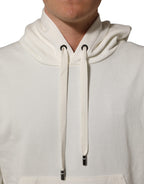 Dolce & Gabbana White Logo Hooded PulloverSweatshirt Sweater