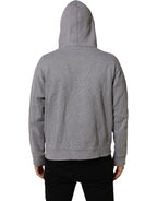 Dolce & Gabbana Gray Cotton Logo Hooded Sweatshirt Sweater