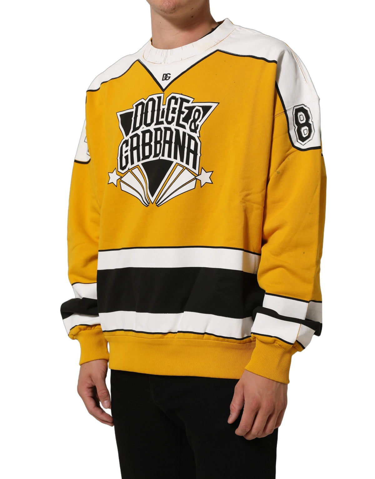 Dolce & Gabbana Yellow Crew Neck Jersey Sweatshirt Sweater